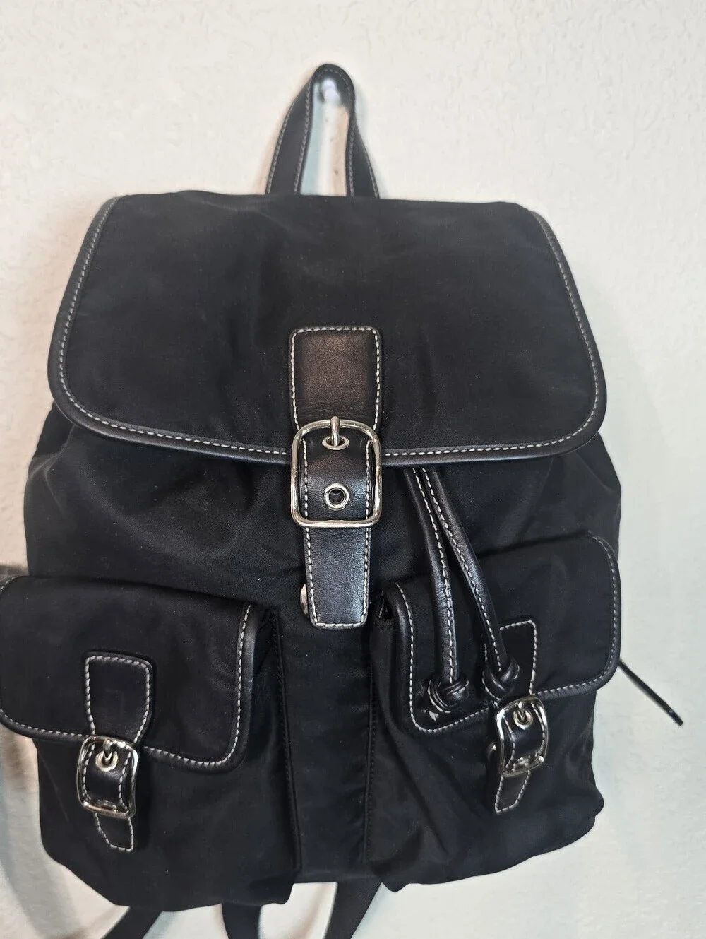Vintage COACH Black Nylon Leather Trim Backpack Bag 4290